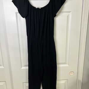 Girls Black Flowy Romper Size 12 Off Shoulder Soft Stretch Jumpsuit
